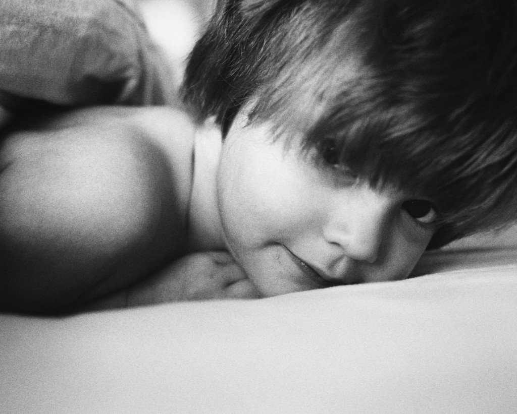 photo of toddler in black and white on ilford 3200 by megan cieloha